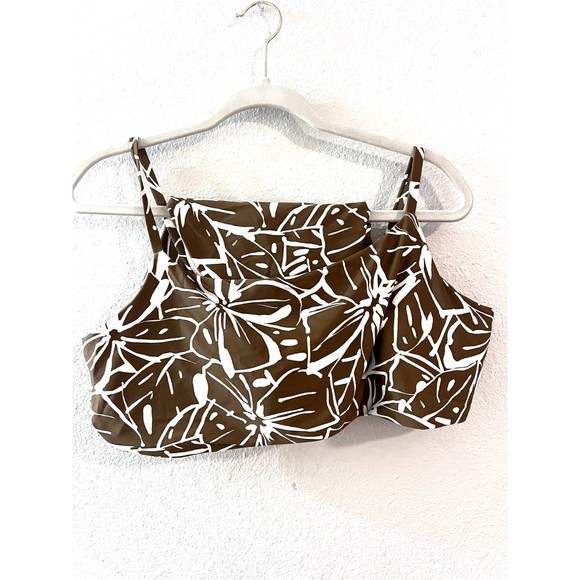 Madewell Tie Back Bikini White Gold Abstract Floral Sepia Plus Size 4x - Picture 12 of 12